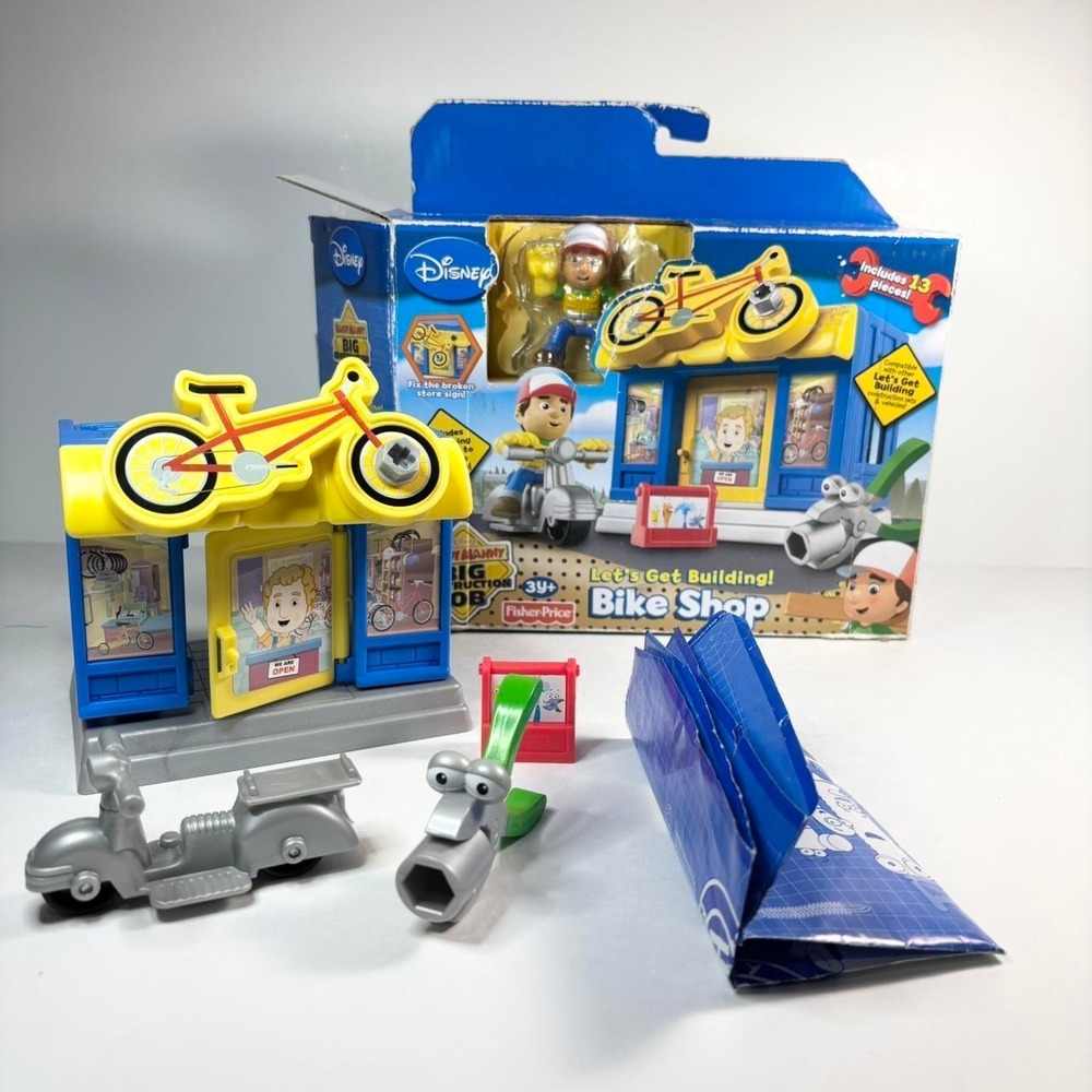 Vtg Fisher Price Disney Handy  Manny‎ Bike Shop Complete Set